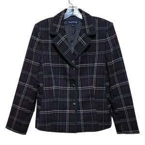 Evan-Picone Women's Gray Plaid Multicolored Blazer Jacket Sz 12
